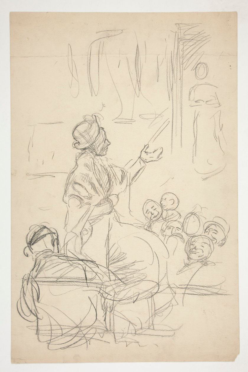 Groep figuren - (onbekende illustratie) door Edwin Austin Abbey