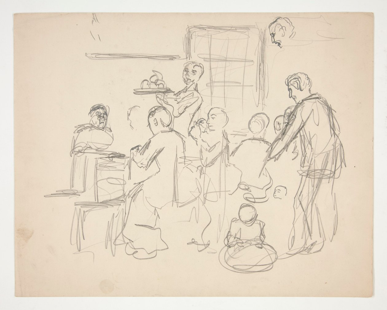 Interieur restaurantscène - onbekende illustratie door Edwin Austin Abbey