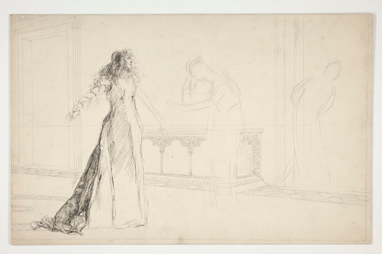 Juliet in de hal, uit Romeo en Juliet door Edwin Austin Abbey