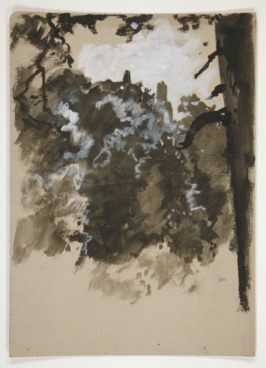 Landschap met boom door Edwin Austin Abbey
