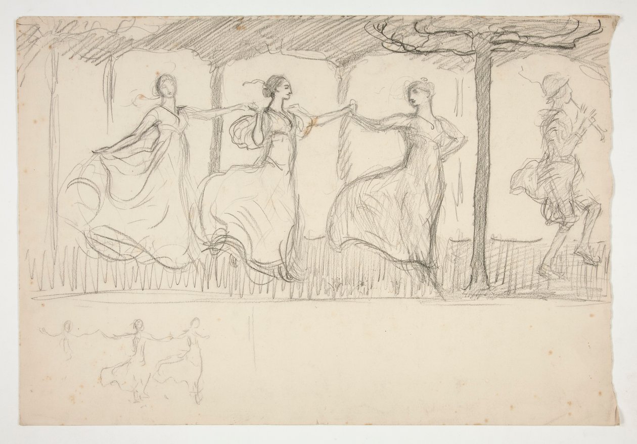 Rij van dansende vrouwen - (niet-geïdentificeerde illustratie) door Edwin Austin Abbey