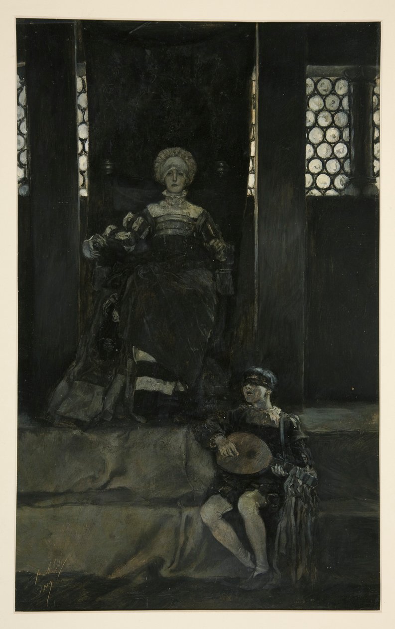 Mariana en jongen zingen - Act III, Scene I, Measure for Measure door Edwin Austin Abbey