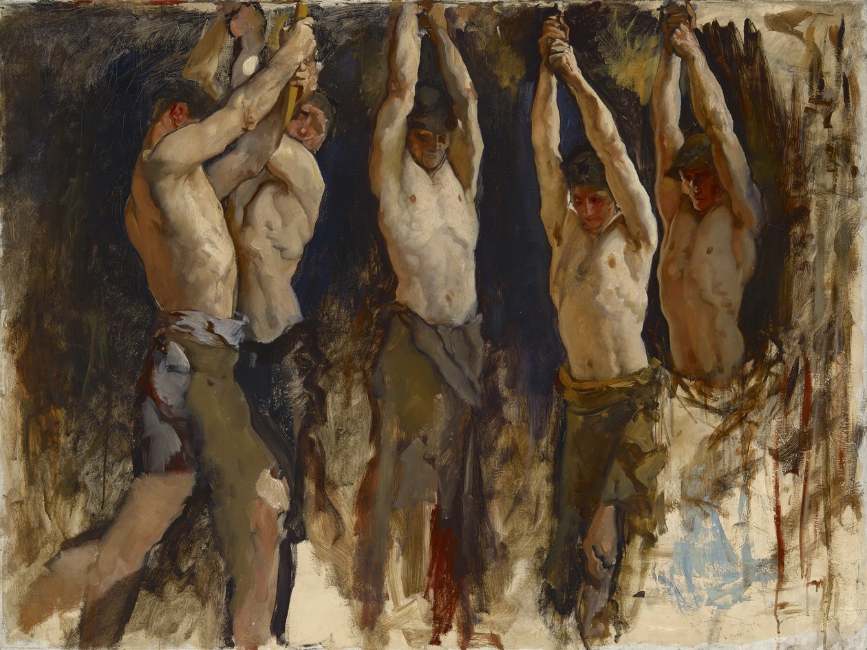 Mannen bij een Aambeeld, studie voor De Geest van Vulcanus door Edwin Austin Abbey