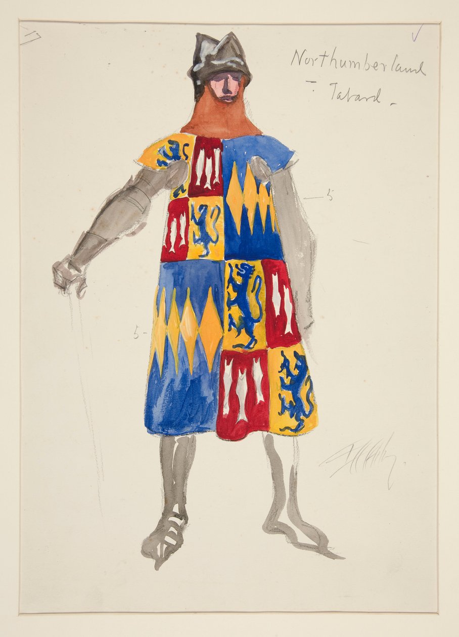 Northumberland - Tabard, kostuumschets voor Henry Irving door Edwin Austin Abbey