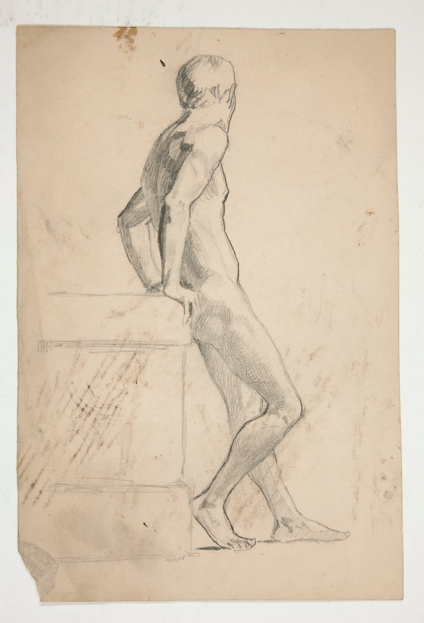 Studie van naakte mannelijke figuur, levenstekening door Edwin Austin Abbey