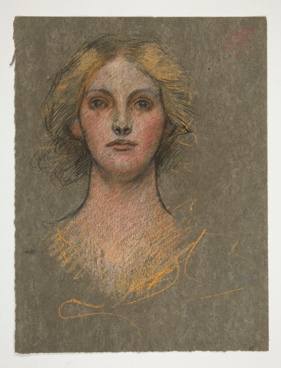 Portret van een jonge vrouw door Edwin Austin Abbey
