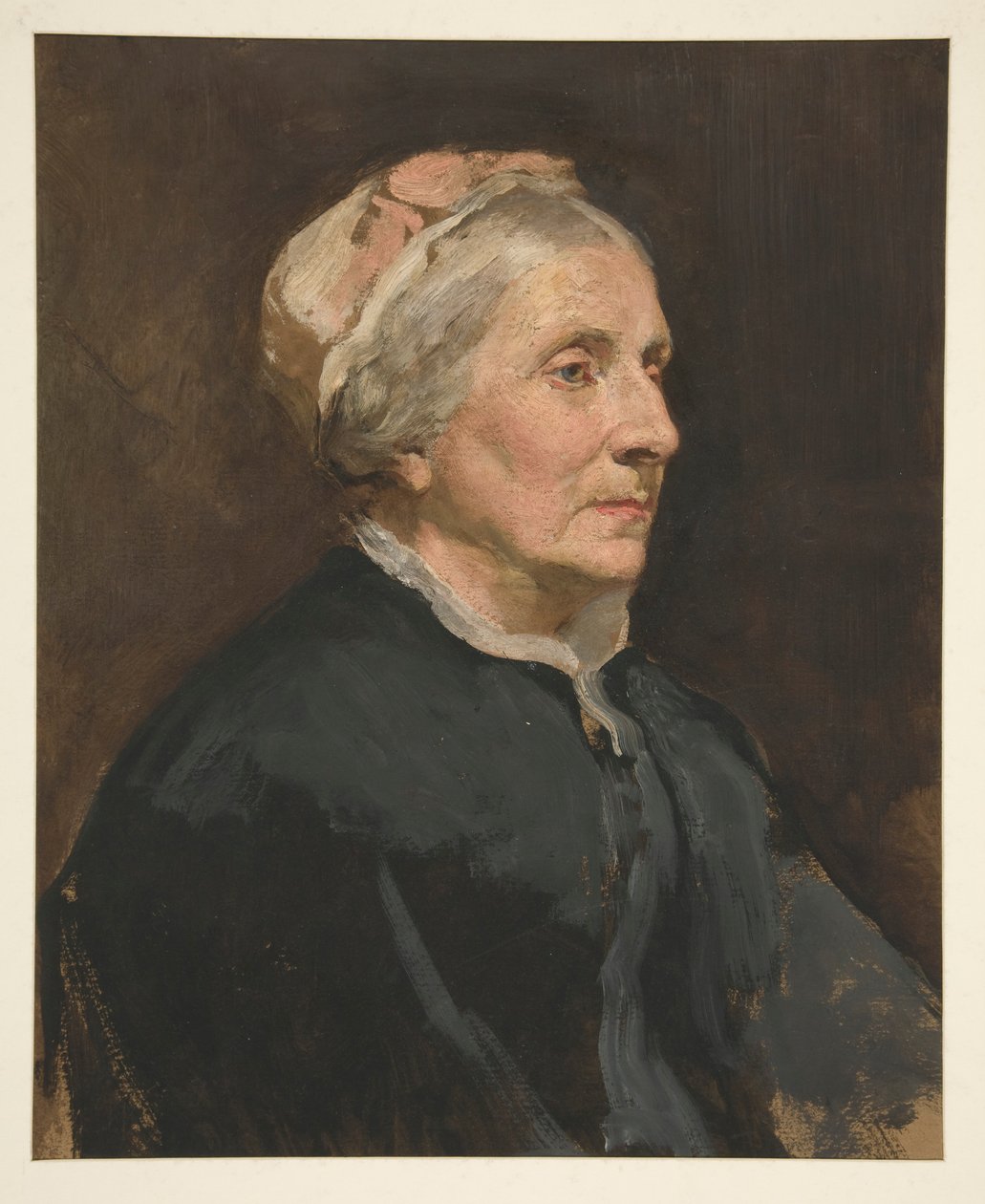 Portret van een oudere vrouw (onbekende zitter) door Edwin Austin Abbey