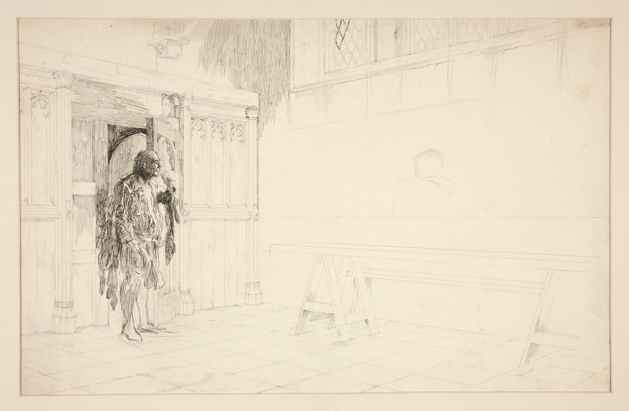 Voorlopige schets voor Merry Wives of Windsor door Edwin Austin Abbey