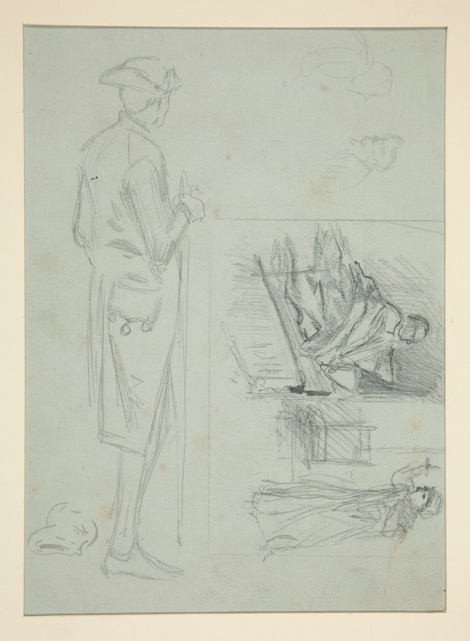 Blad met schetsen door Edwin Austin Abbey