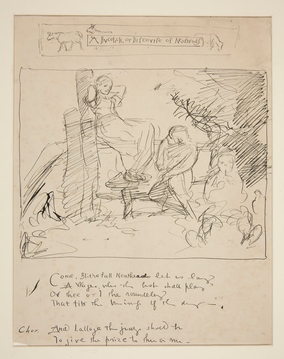 Schets voor een vers door Edwin Austin Abbey