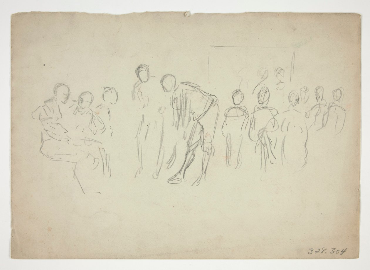 Schets van een menigte - niet-geïdentificeerde illustratie door Edwin Austin Abbey