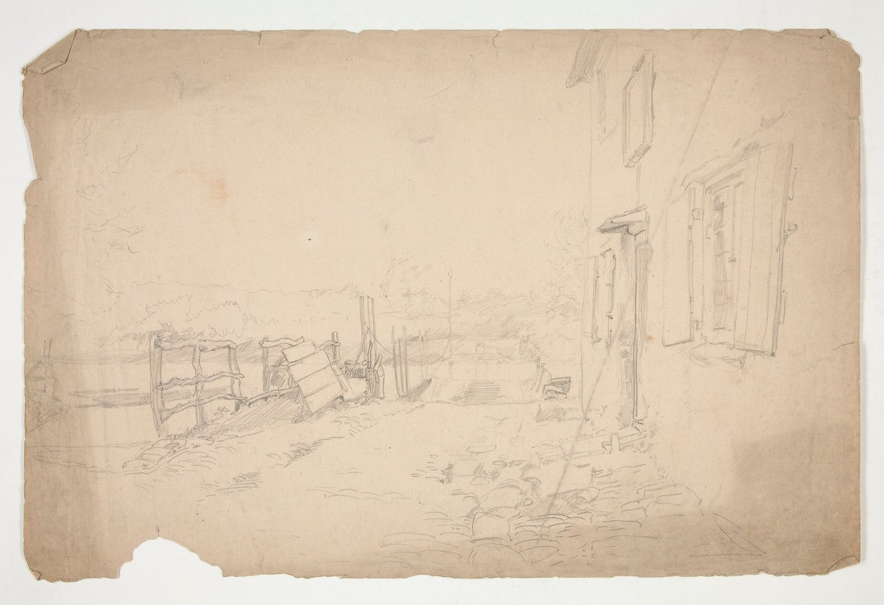 Schets van een exterieur van een landhuis door Edwin Austin Abbey