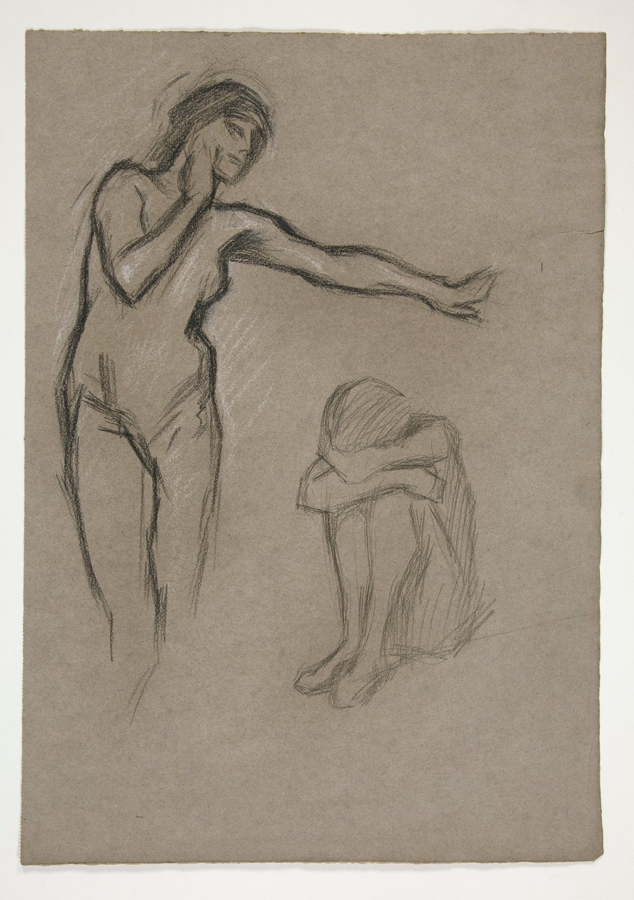 Schets van twee figuren door Edwin Austin Abbey