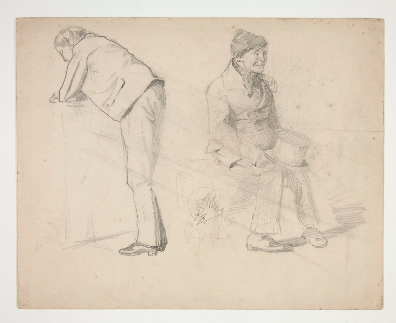 Schets van twee mannen - niet-geïdentificeerde illustratie door Edwin Austin Abbey