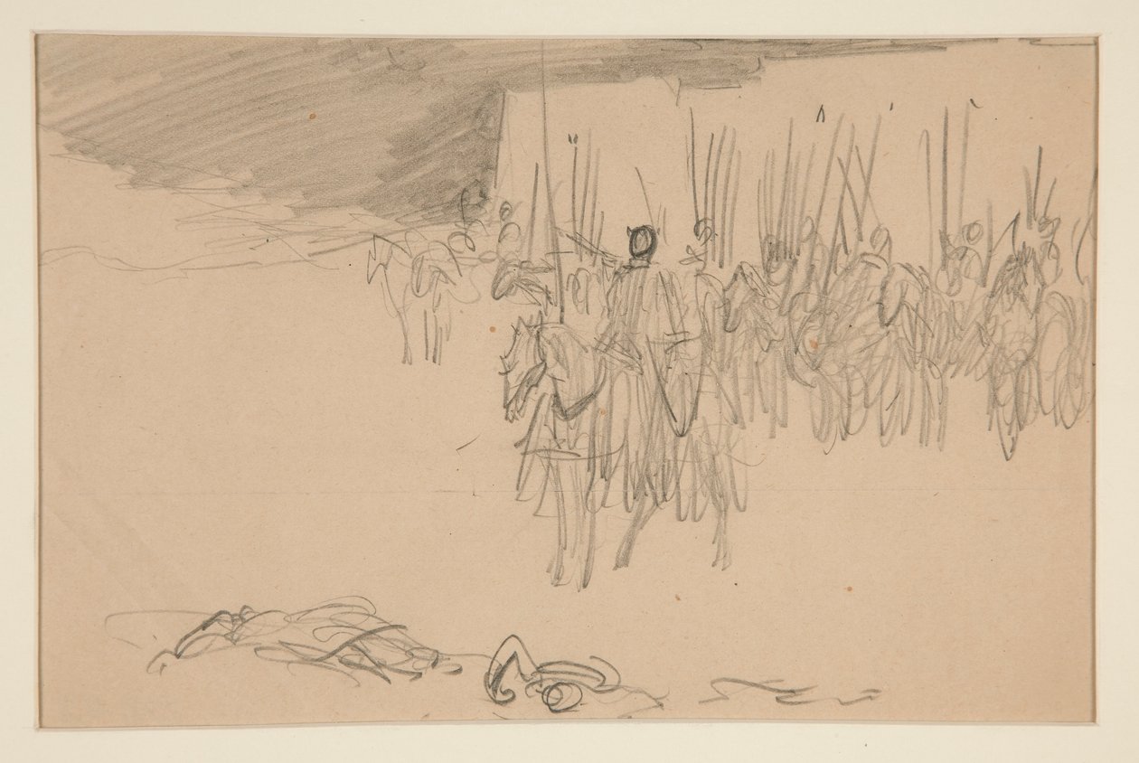 Soldaat te paard door Edwin Austin Abbey