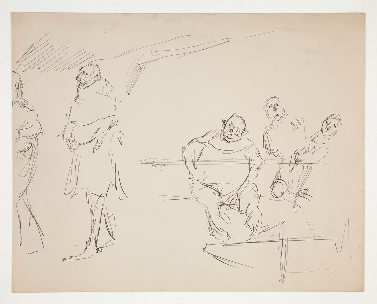 Studies voor een niet-geïdentificeerd Shakespeare-stuk (Falstaff?) (recto en verso) door Edwin Austin Abbey