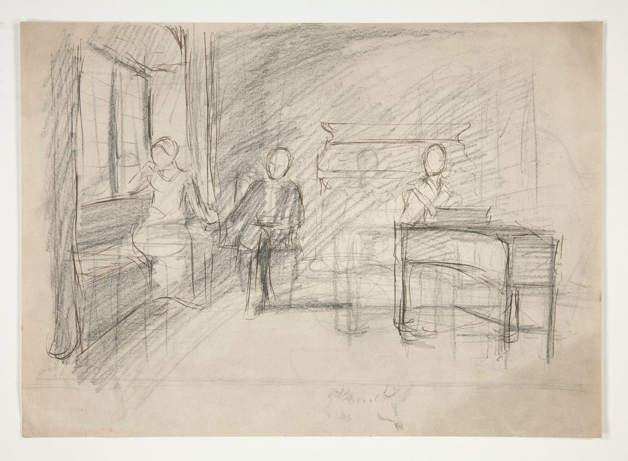Studie voor Een Oud Lied(?) door Edwin Austin Abbey