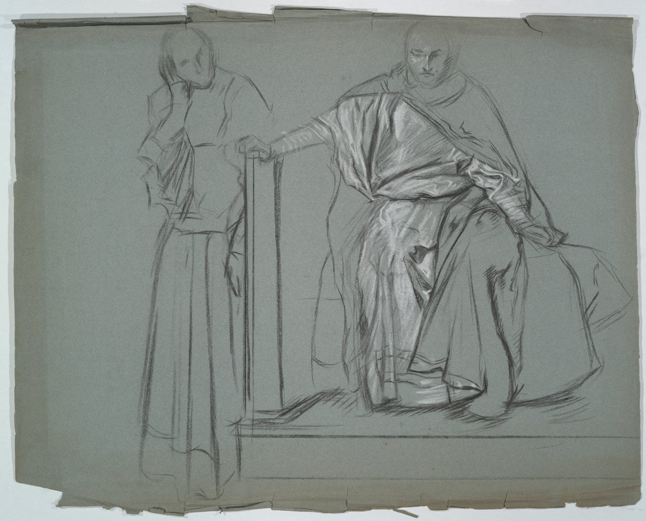 Studie voor Koning en begeleiders in Hamlet door Edwin Austin Abbey