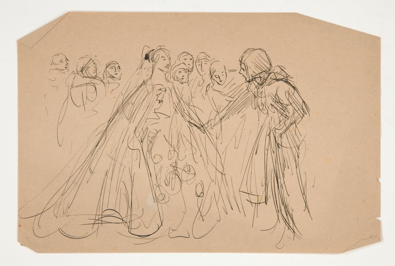 Studie voor De zoektocht naar de Heilige Graal (serie van vijftien schilderijen voor de Boston Public Library, voltooid in 1901) door Edwin Austin Abbey