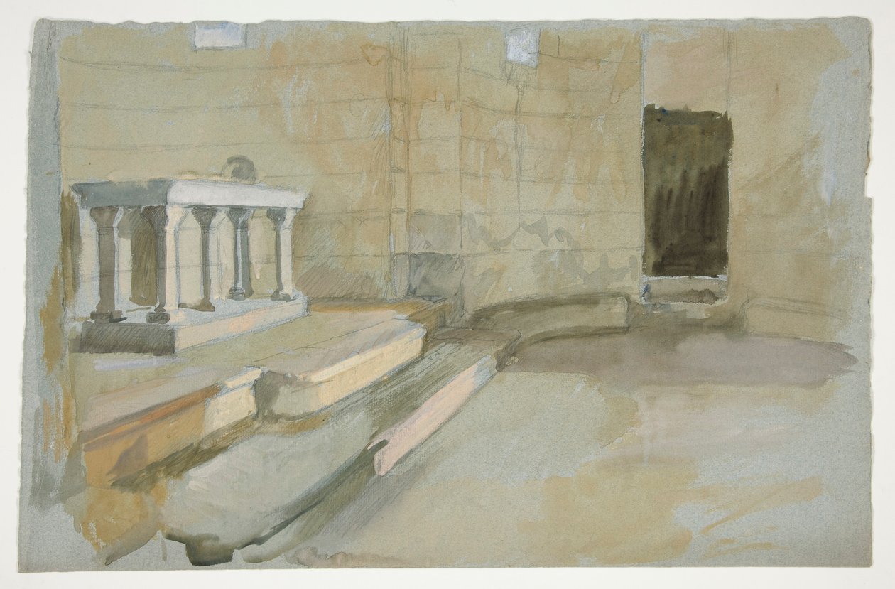 Studie voor De zoektocht naar de Heilige Graal (serie van vijftien schilderijen voor de Boston Public Library, voltooid in 1901) door Edwin Austin Abbey