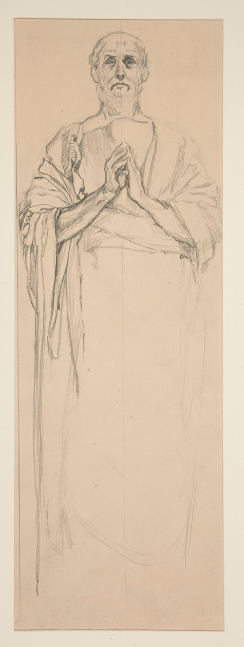 Studie voor een glas-in-loodraam met afbeelding van St. Peter, Parijs door Edwin Austin Abbey