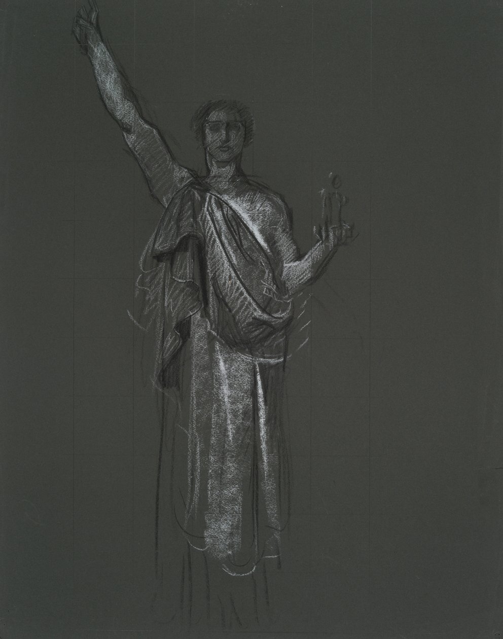 Studie voor allegorische figuur van Kunst, rondel in de rotunda van het Pennsylvania staatskapitool gebouw, Harrisburg, 1902-1911 door Edwin Austin Abbey