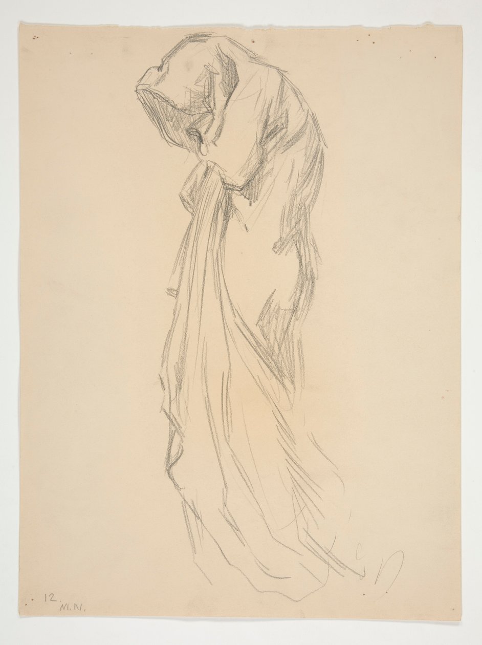Studie voor figuur van middernacht door Edwin Austin Abbey