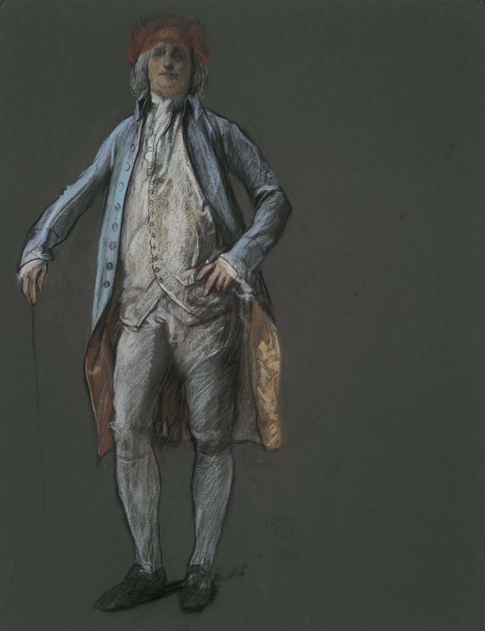 Studie voor figuur van Benjamin Franklin door Edwin Austin Abbey