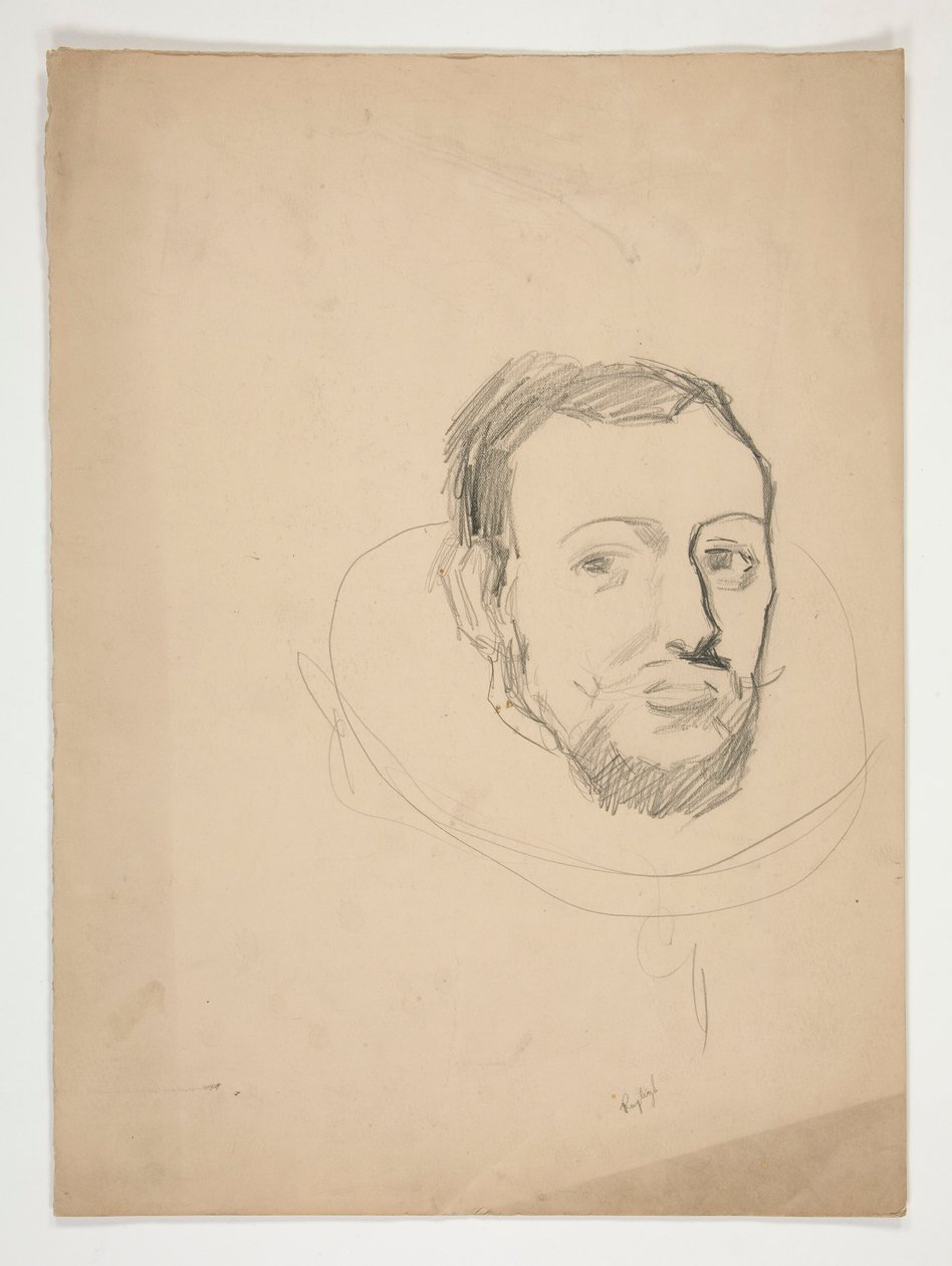 Studie voor hoofd van een man: schets voor muurschildering voor het staatskapitool in Harrisburg, Pennsylvania, 1902-1911 (voltooid door John Singer Sargent) door Edwin Austin Abbey