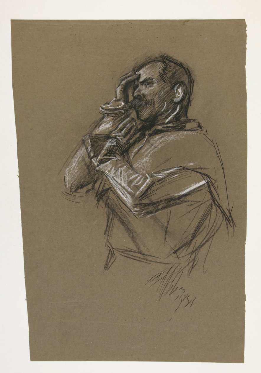 Studie voor een van de muurschilderingen uit De Zoektocht naar de Heilige Graal (een serie van 15 schilderijen voor de Boston Public Library, voltooid in 1901) door Edwin Austin Abbey