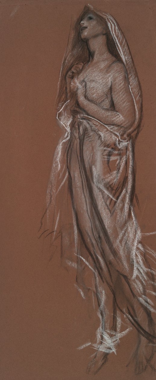 Studie voor de figuur van 4 uur(?) in door Edwin Austin Abbey