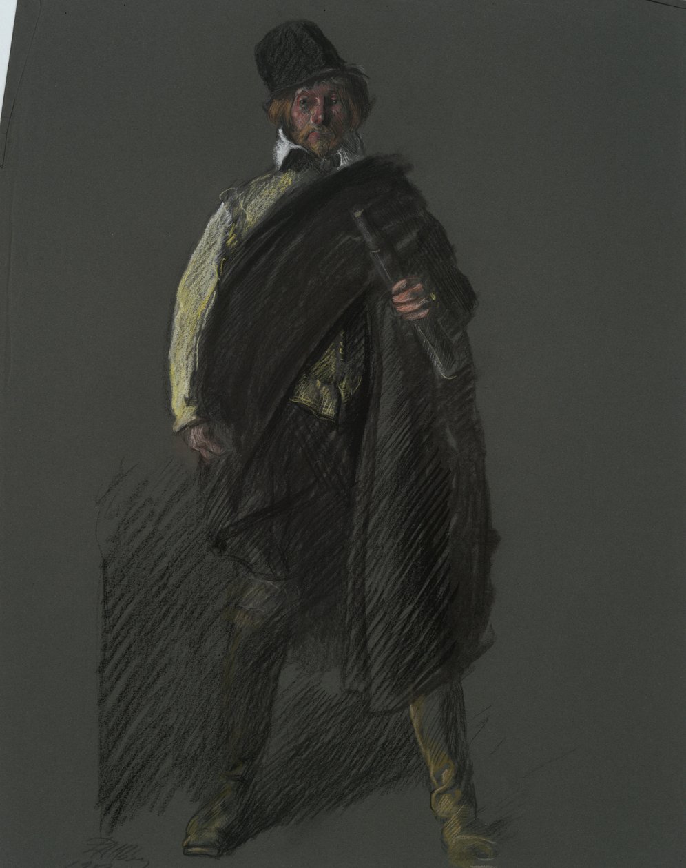 Studie voor de figuur van kapitein Peter Minuit, in  door Edwin Austin Abbey