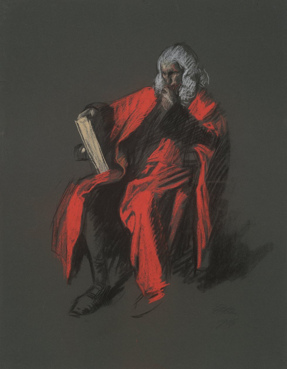 Studie voor de figuur van Chief Justice Thomas McKean door Edwin Austin Abbey