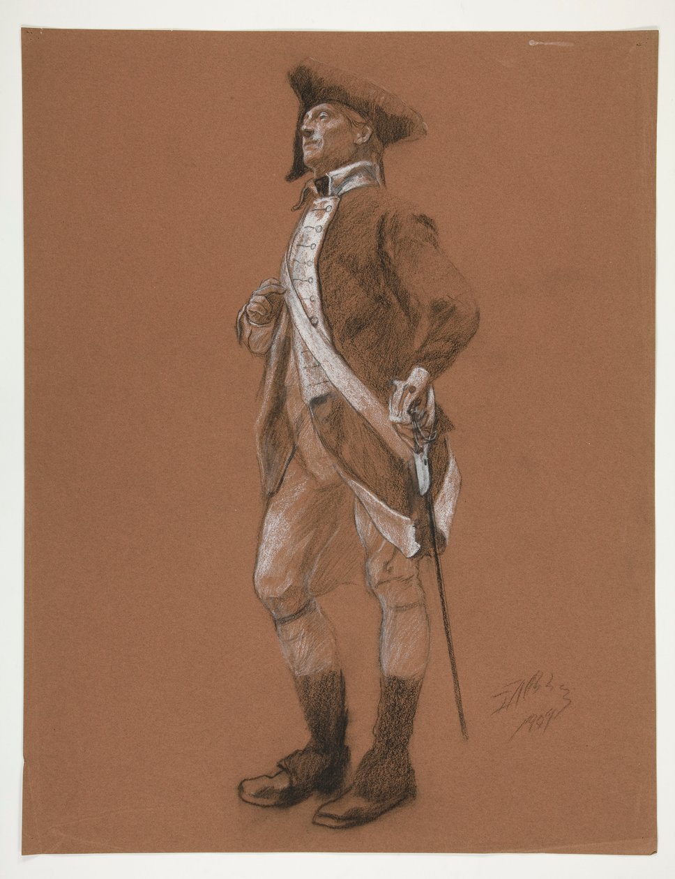 Studie voor de figuur van generaal Anthony Wayne, in de door Edwin Austin Abbey