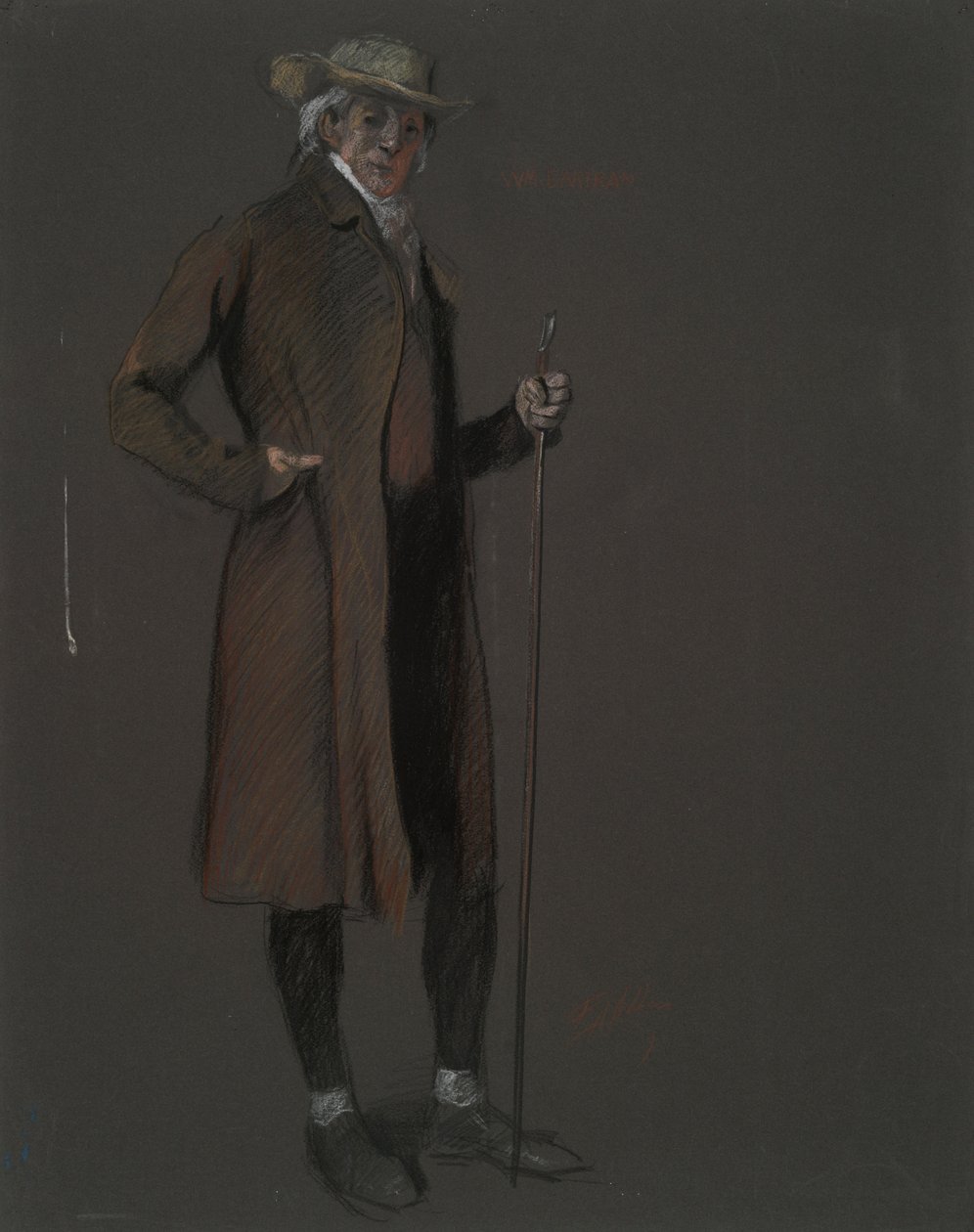 Studie voor de figuur van John Bartram, in door Edwin Austin Abbey