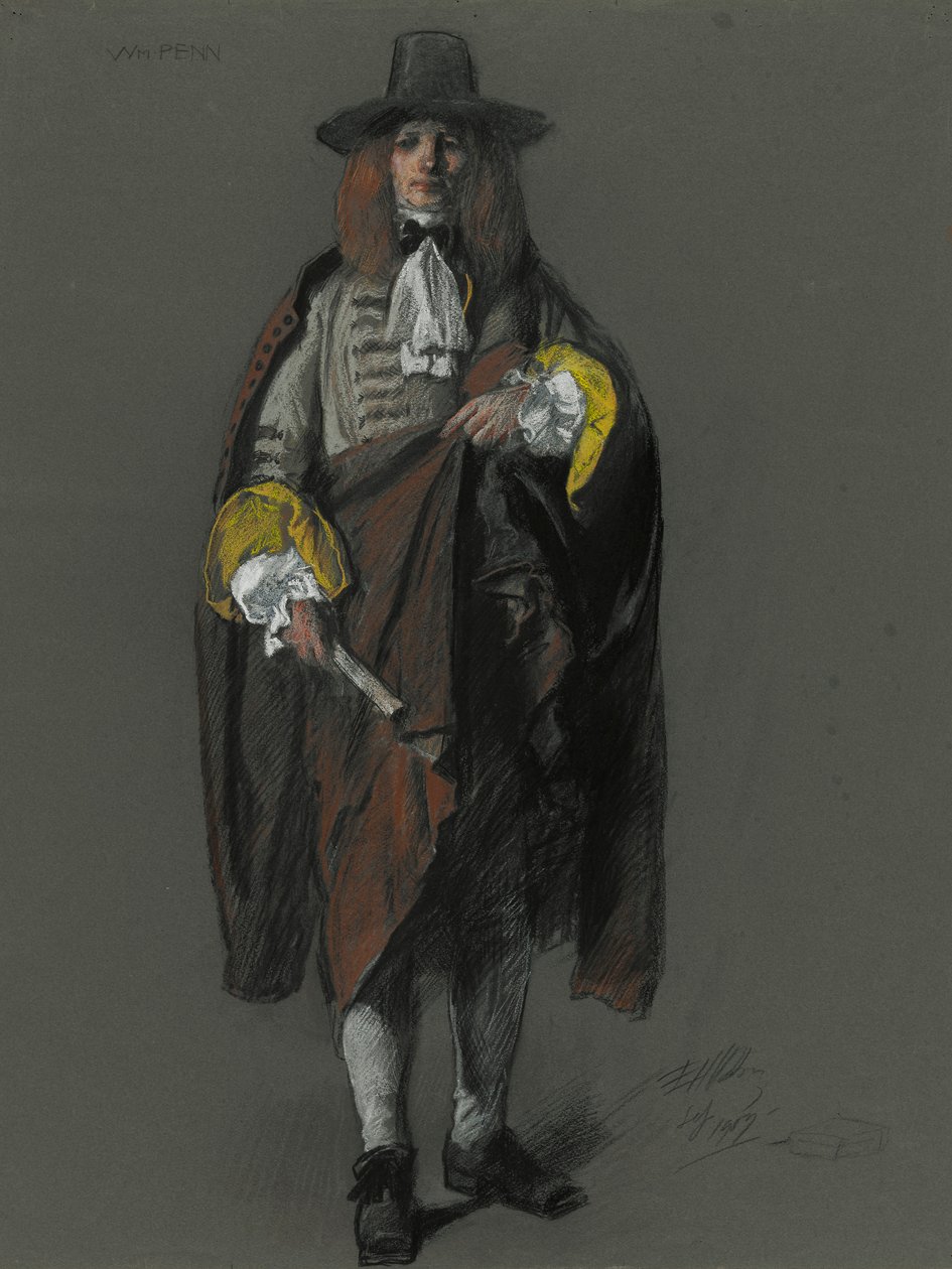 Studie voor de figuur van William Penn door Edwin Austin Abbey