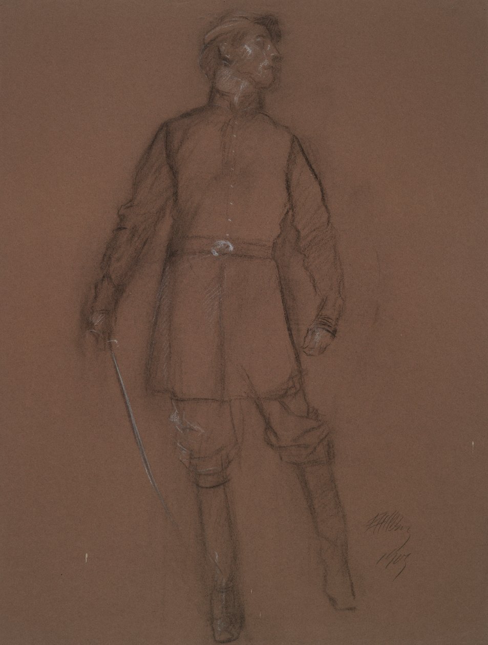 Studie voor de figuur van een Burgeroorlog Generaal door Edwin Austin Abbey