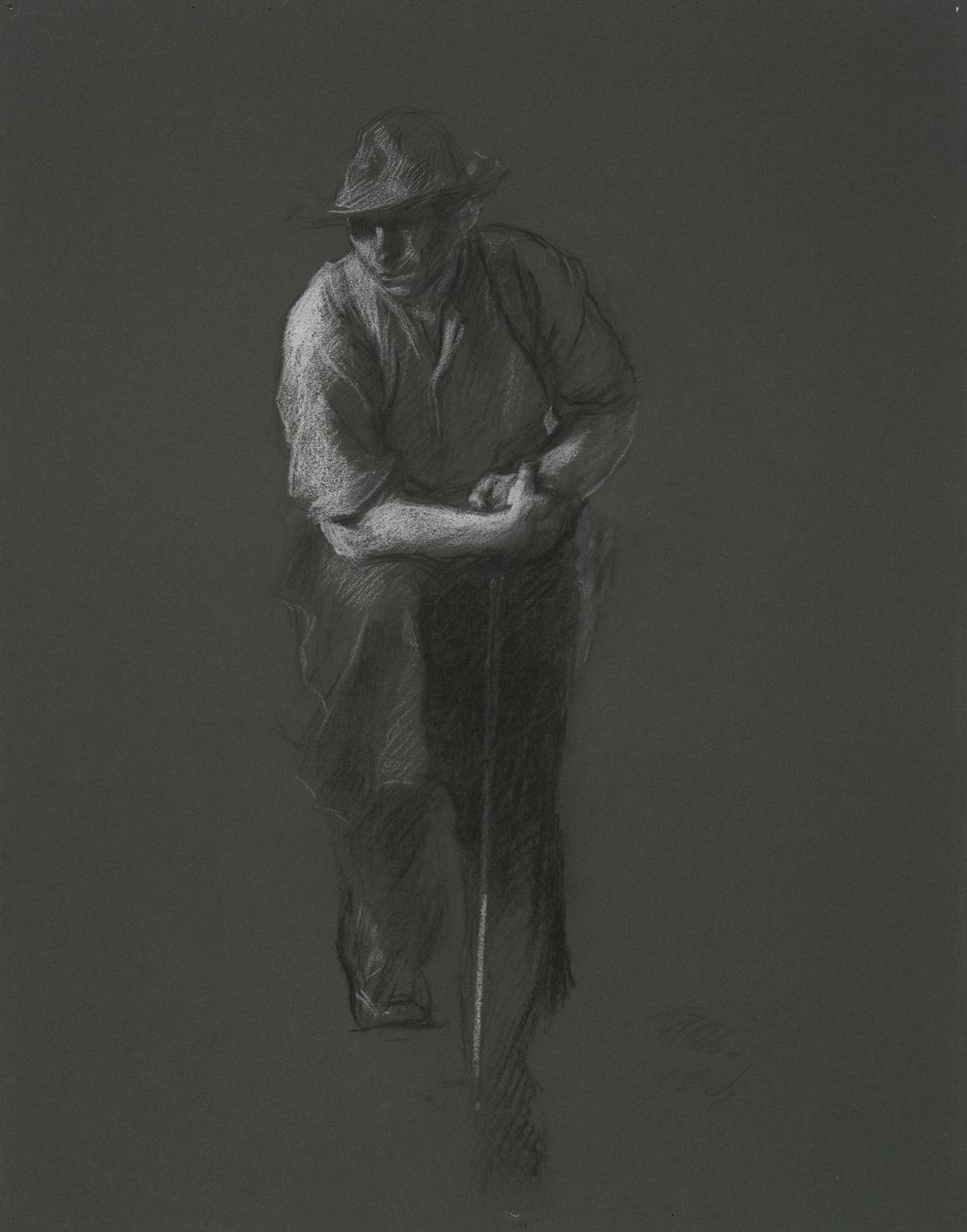 Studie voor de figuur van een arbeider(?) door Edwin Austin Abbey