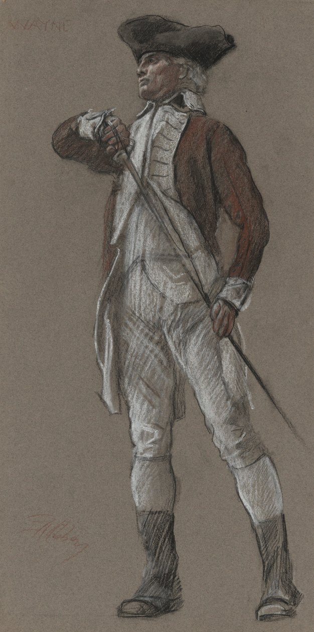 Studie van generaal Wayne, voor muurschildering in het staatskapitool (Apotheose van Pennsylvania) in Harrisburg, Pennsylvania, 1902-1911 (voltooid door John Singer Sargent) door Edwin Austin Abbey