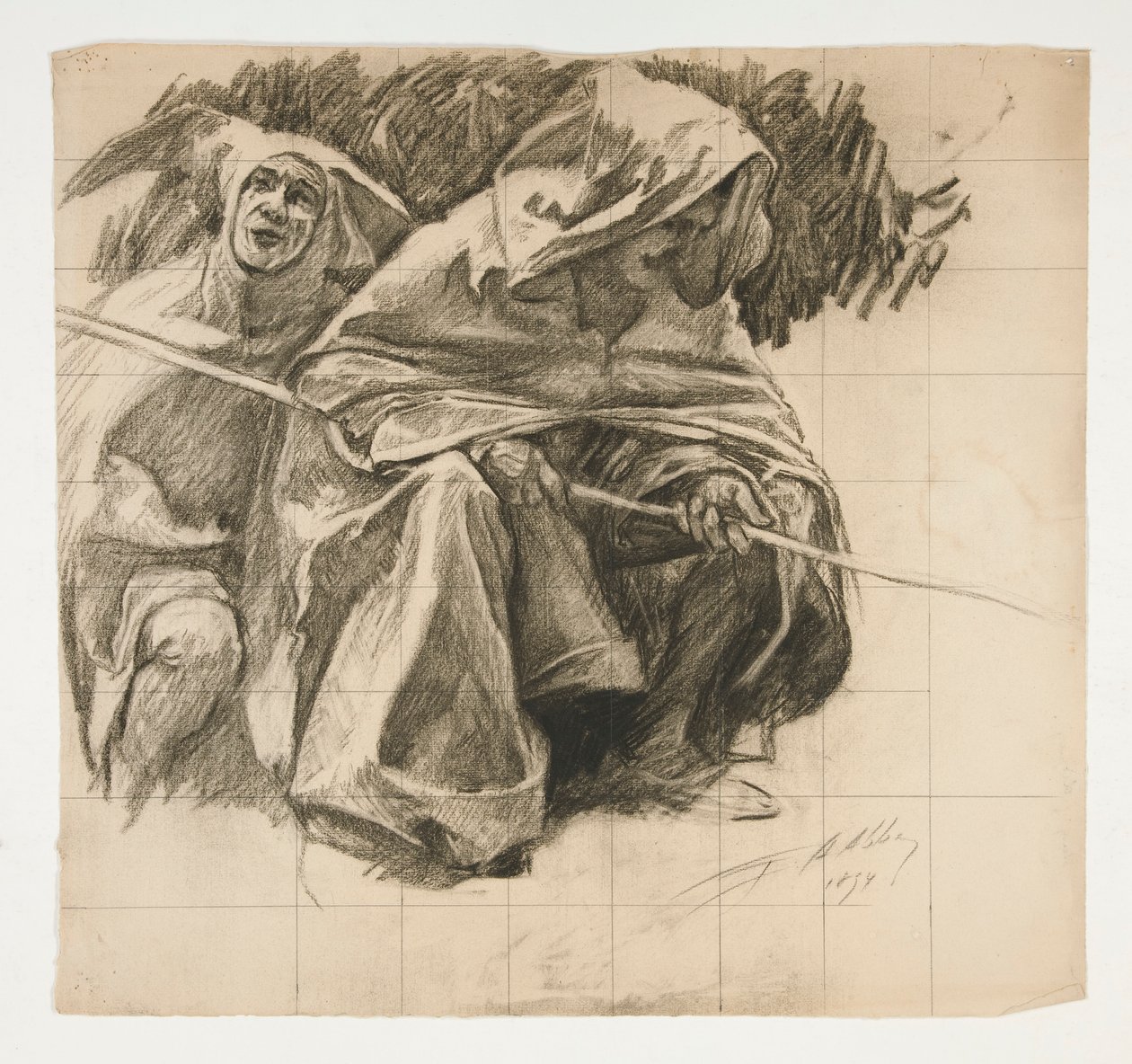 Studie van De Visserkoning, uit De zoektocht naar de Heilige Graal (een serie van vijftien schilderijen voor de Boston Public Library, voltooid in 1901) door Edwin Austin Abbey