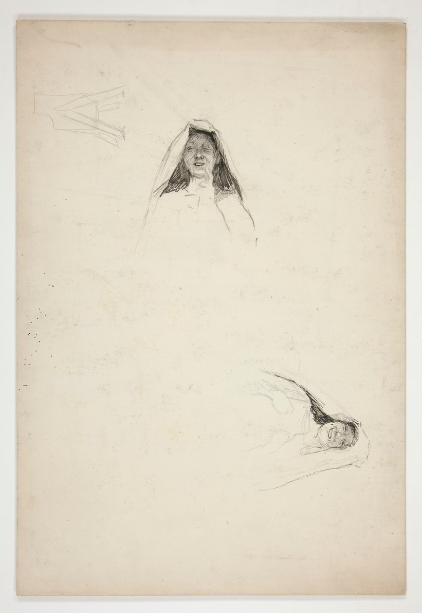 Studie van twee hoofden, Jaquenetta, uit Liefde door Edwin Austin Abbey