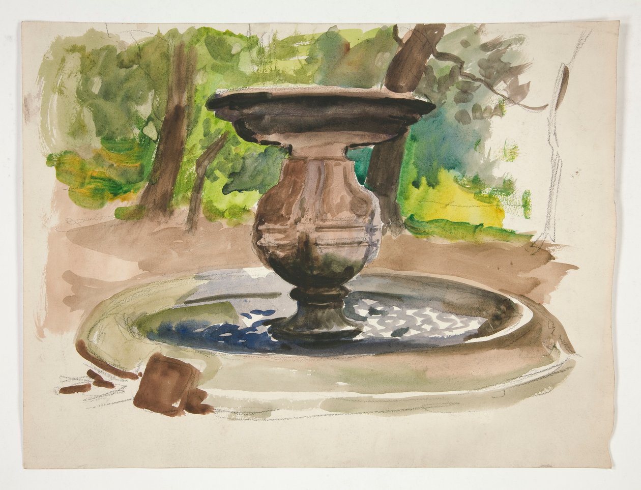 Studie van een fontein door Edwin Austin Abbey