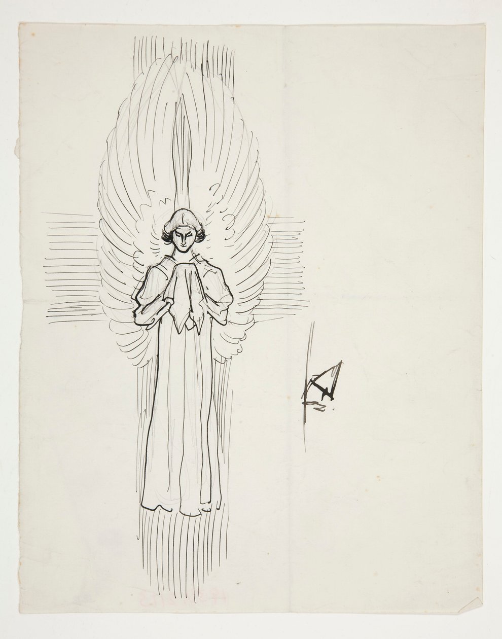Studie van een engel, voor De zoektocht naar de Heilige Graal (serie van vijftien schilderijen voor de Boston Public Library, voltooid in 1901) door Edwin Austin Abbey