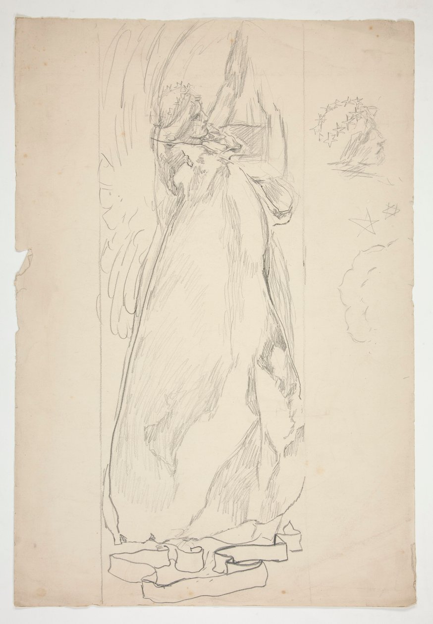 Studie van een Engel (voor glas-in-lood? voor een plafond?) door Edwin Austin Abbey