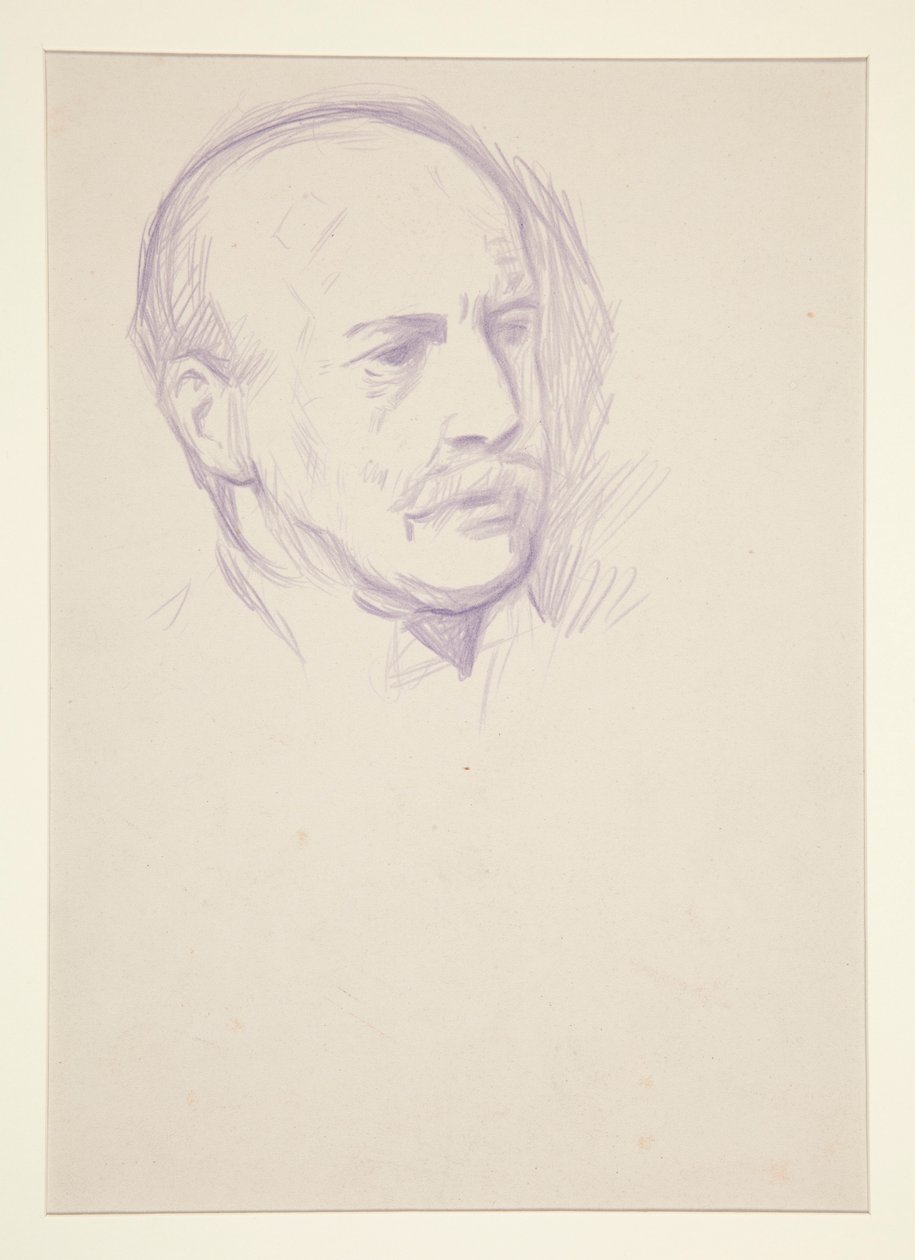 Studie, portret hoofd van man, Kroning van Edward VII portret door Edwin Austin Abbey