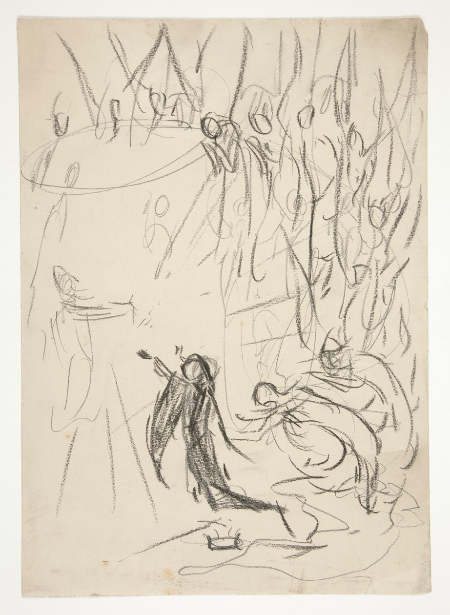 Het bereiken van de Graal, studie voor De zoektocht naar de Heilige Graal (serie van vijftien schilderijen voor de Boston Public Library, voltooid in 1901) door Edwin Austin Abbey