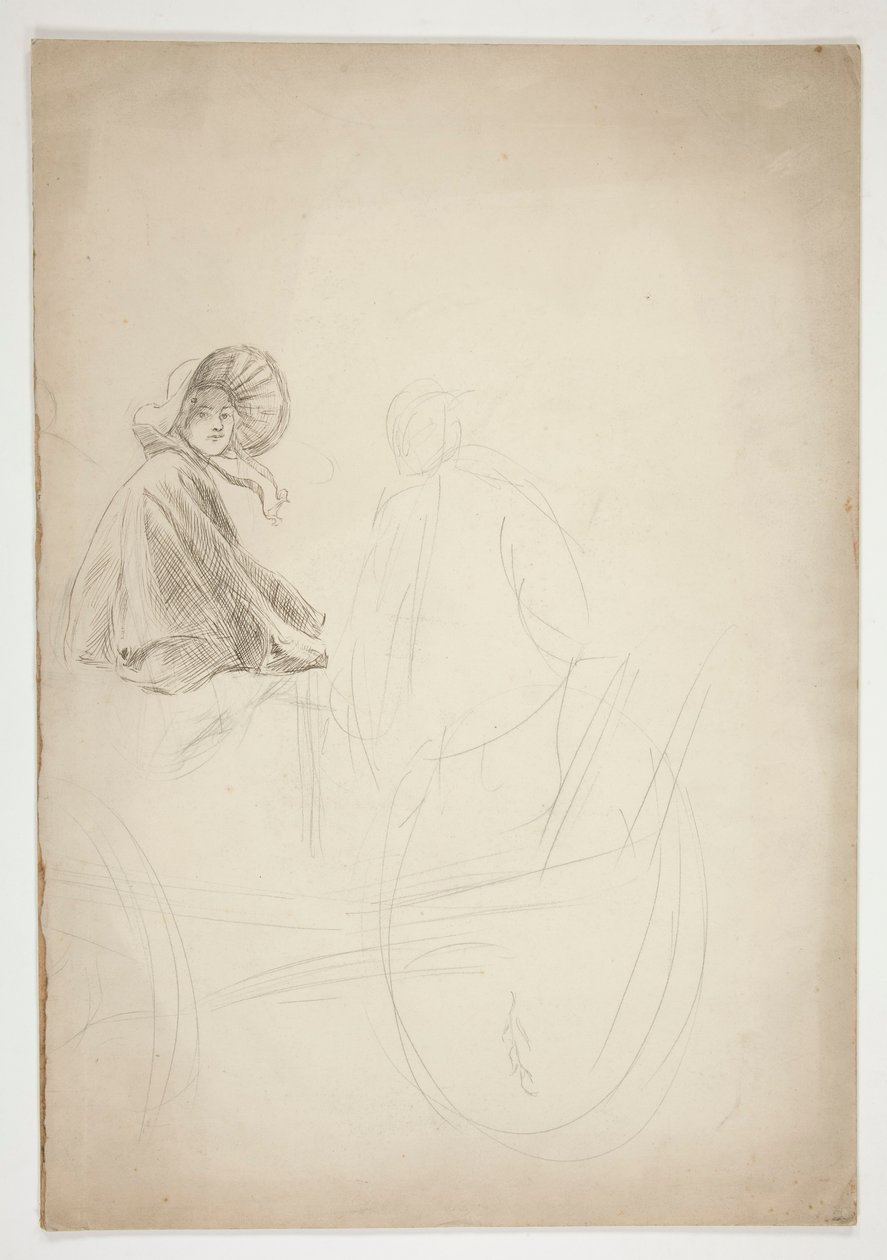 Twee figuren zittend op een kar door Edwin Austin Abbey
