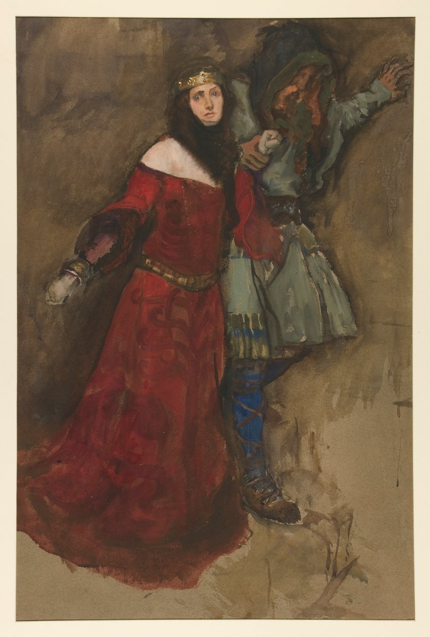 Ongeïdentificeerde scène, uit Hamlet of Macbeth? door Edwin Austin Abbey