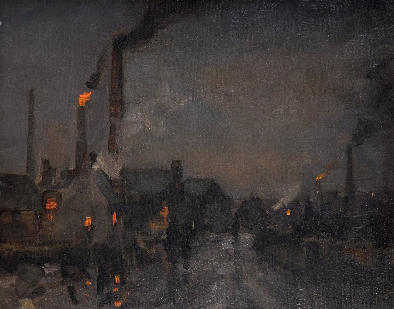 Black Country, nacht, met gieterij (olieverf op doek) door Edwin Butler Bayliss