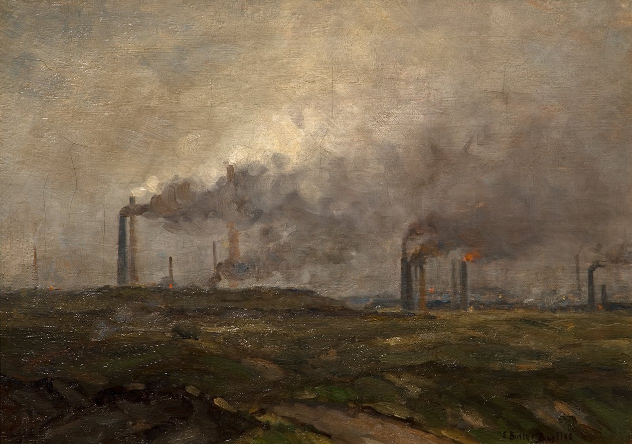 Black Country Skyline (olieverf op doek) door Edwin Butler Bayliss